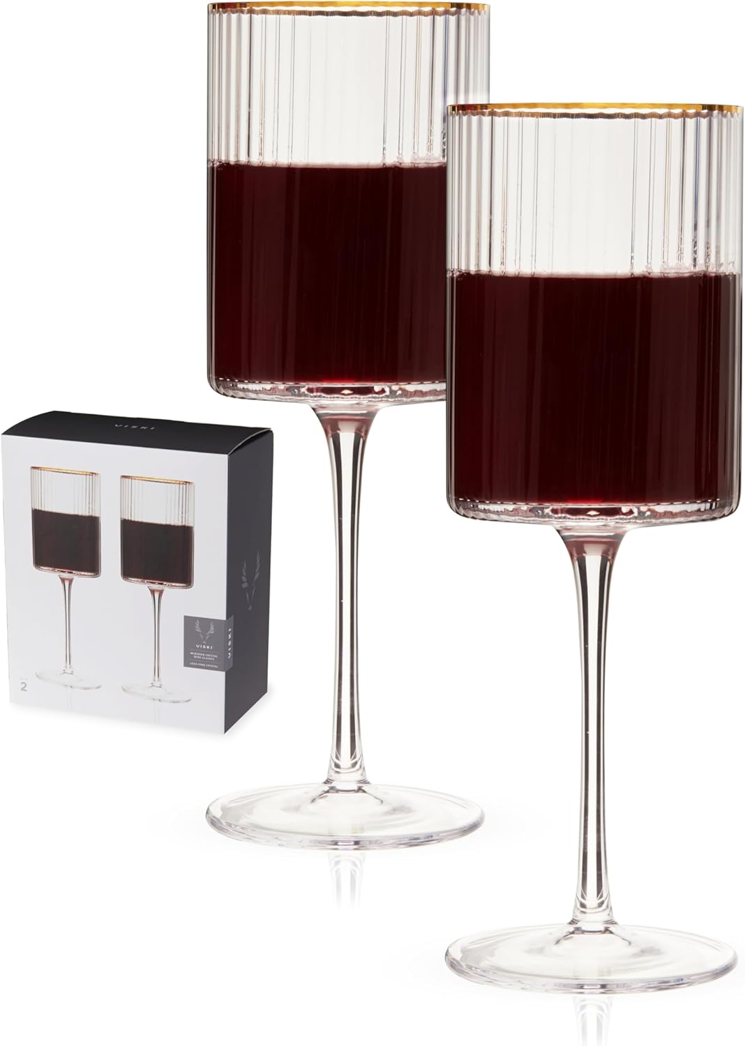 Viski Meridian Wine Glasses with Gold Rim for Elegant Sips