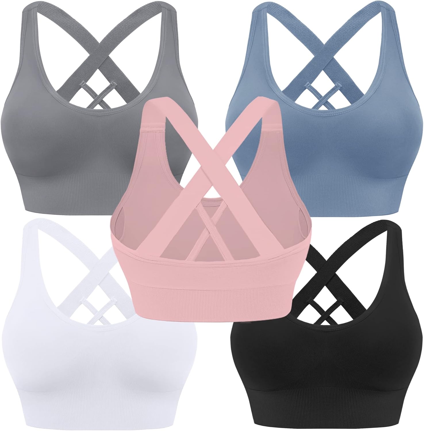 Evercute Sports Bra for Women with Criss Cross Straps and Support