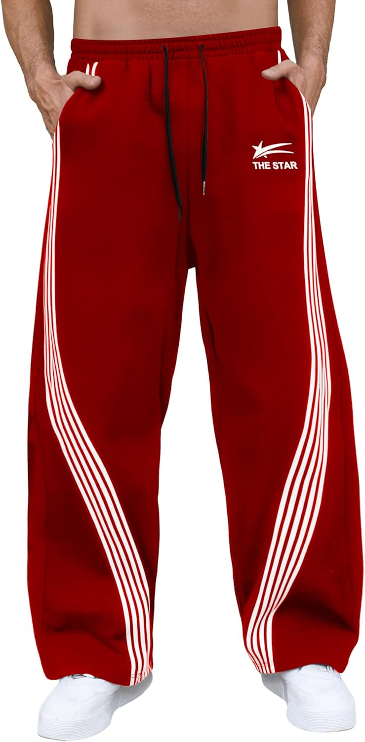 GORGLITTER Men's Baggy Wide Leg Sweatpants for Y2K Style