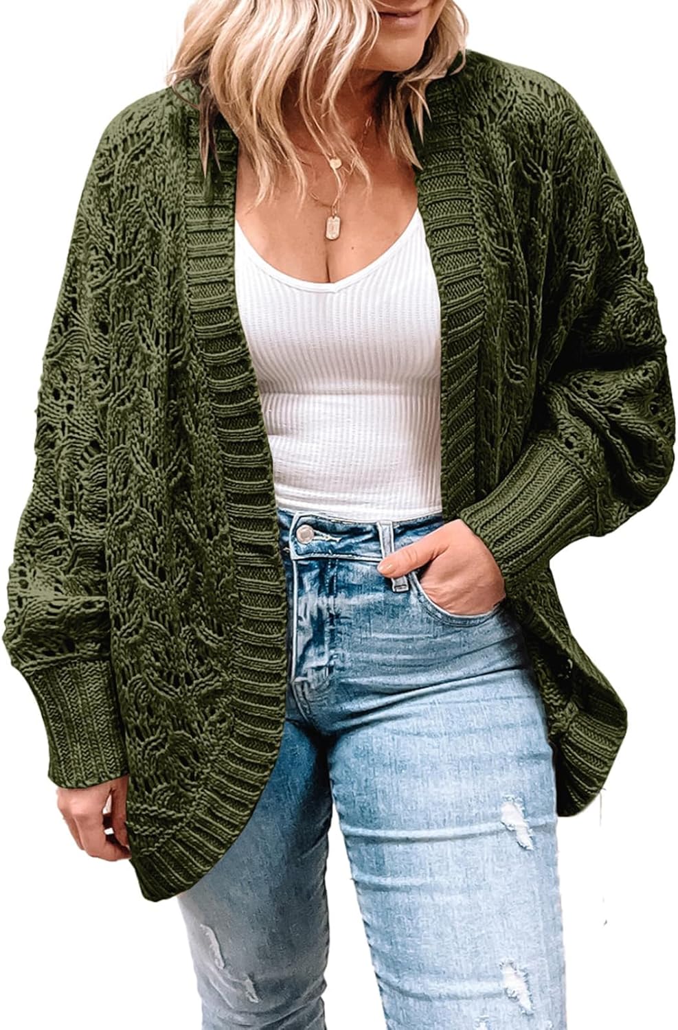 Eytino Womens Plus Size Crochet Cardigan Sweater for All Occasions