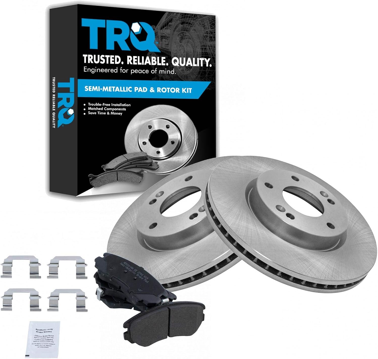 TRQ Front Brake Pad & Rotor Kit for Hyundai and Kia Vehicles
