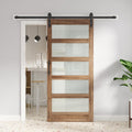 FREDBECK 36in x 80in Glass Barn Door with 6.6ft Hardware Kit - Frosted