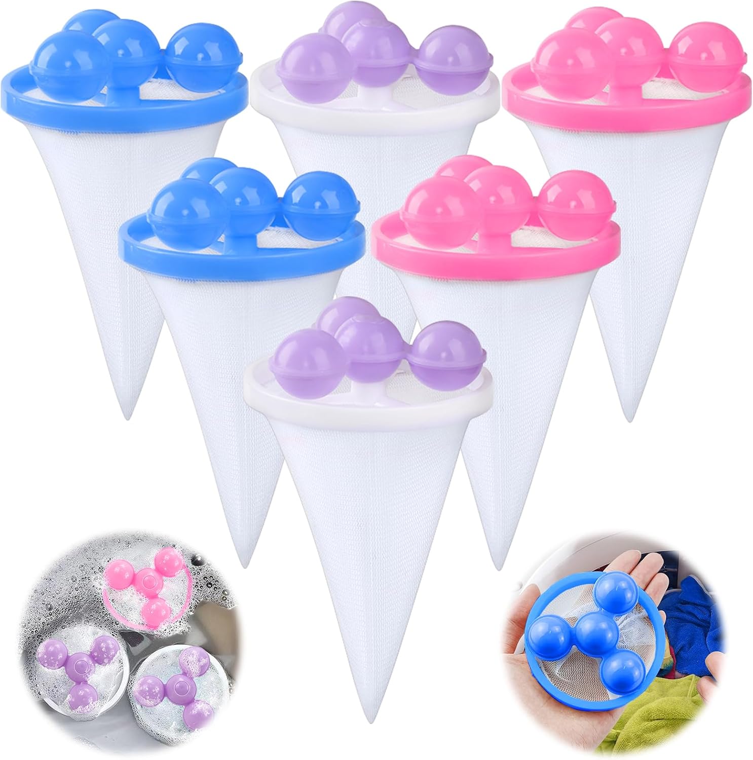 Rednow: 6PCS Floating Hair Filter Bags for Clean Laundry