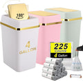 Bathroom Trash Can with Lid 4 Gallon Slim Small Trash Can - 3 Pack