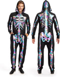 Skeleton Costume Jumpsuit for Men - Comfy Halloween Hoodie Suit