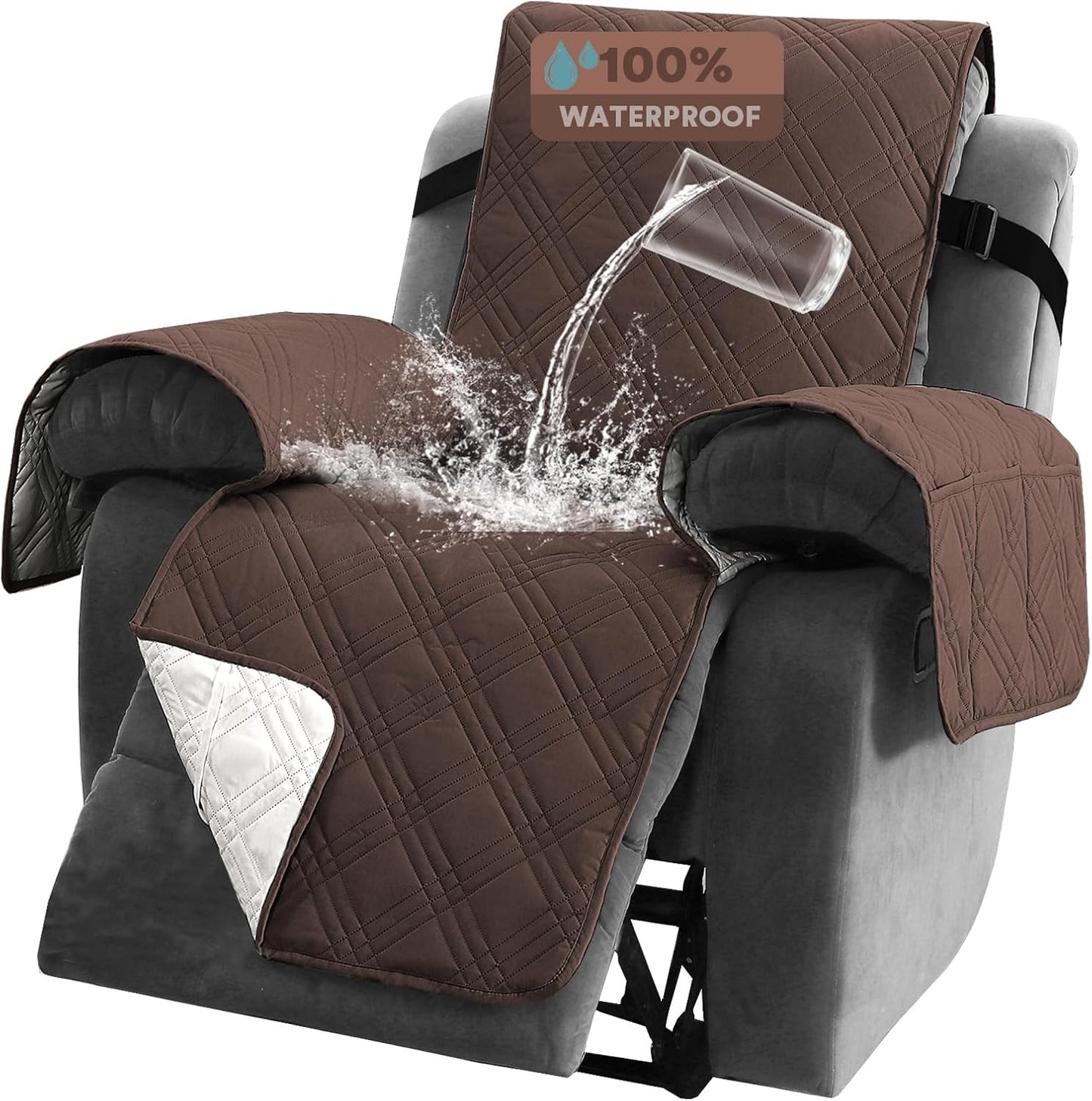 PrinceDeco Waterproof Recliner Cover for Pets and Kids Protection