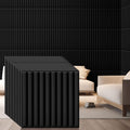 3D Slat Wall Panels 32 Pcs 12 x 12 in Black - Textured Feature Wall