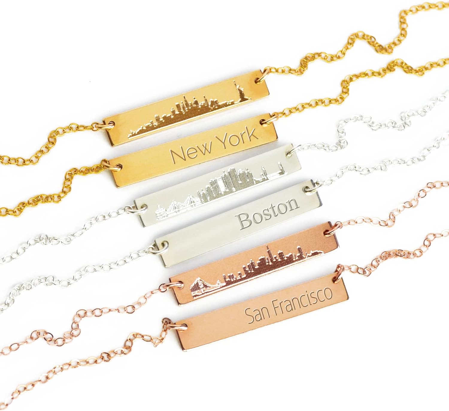 Custom Skyline Bar Necklace - Personalized Gift for Her