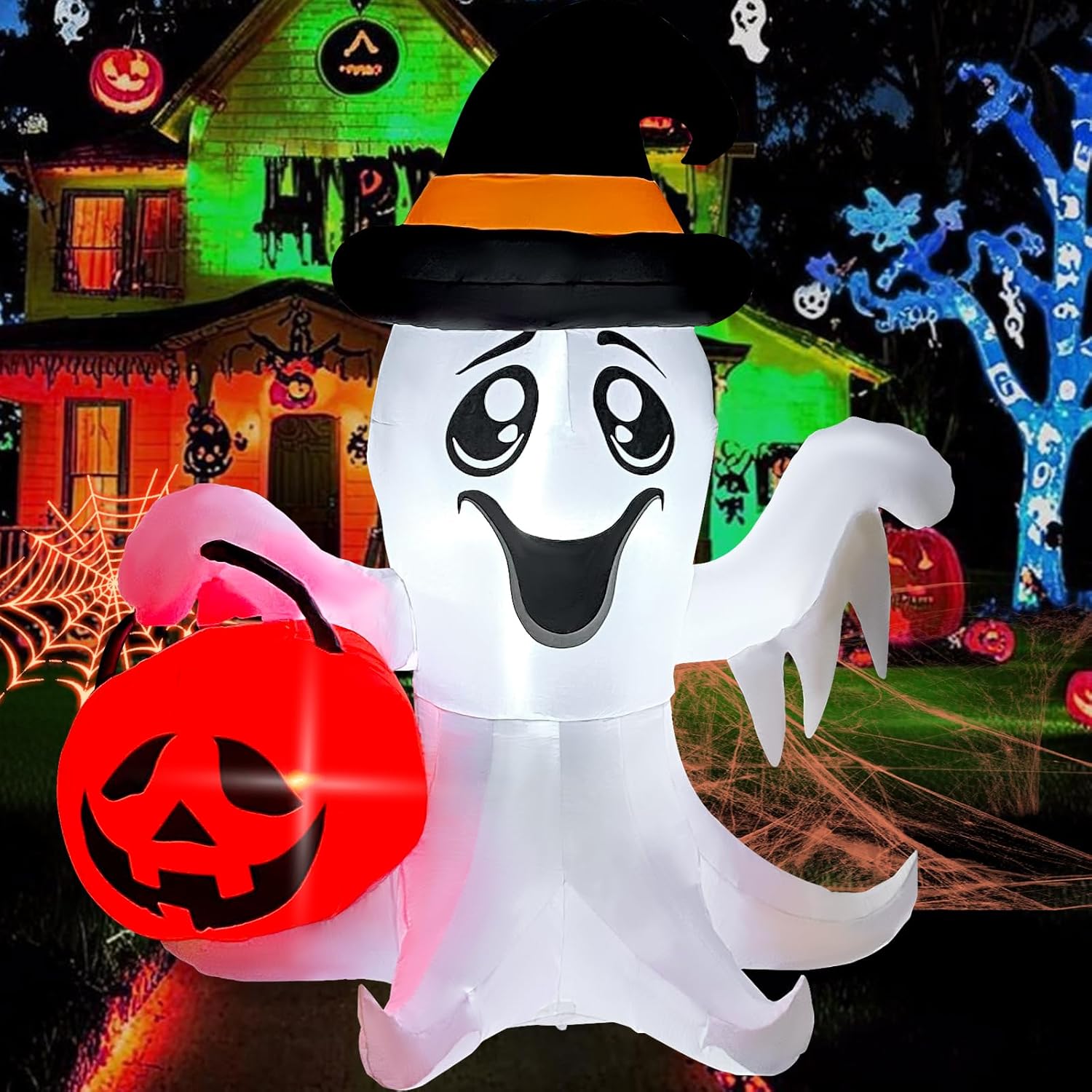 5FT Ghost Pumpkin Inflatable Outdoor Decoration for Halloween Fun