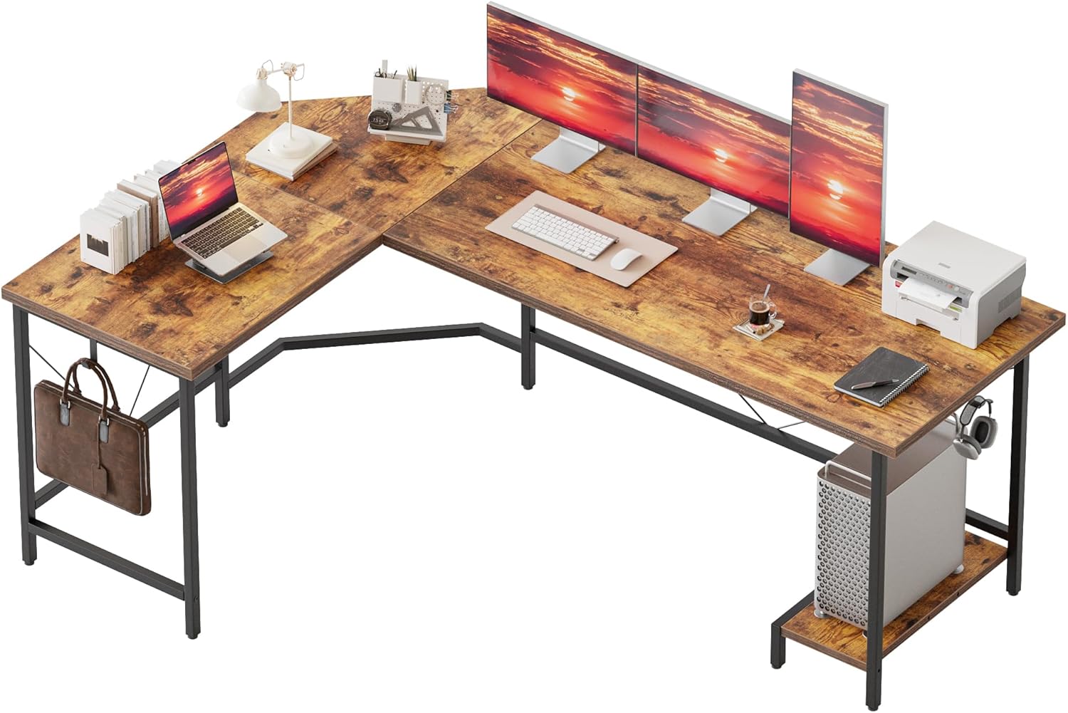 L Shaped Gaming Desk 59in for Home Office and Gaming Setup