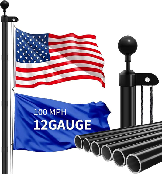 MXQMKL 25FT Heavy Duty Flag Pole Kit for Outdoor Use