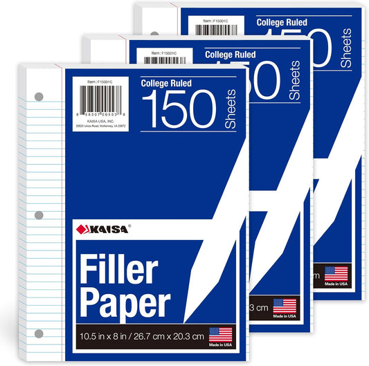 KAISA College Ruled Loose Leaf Paper Bundle
