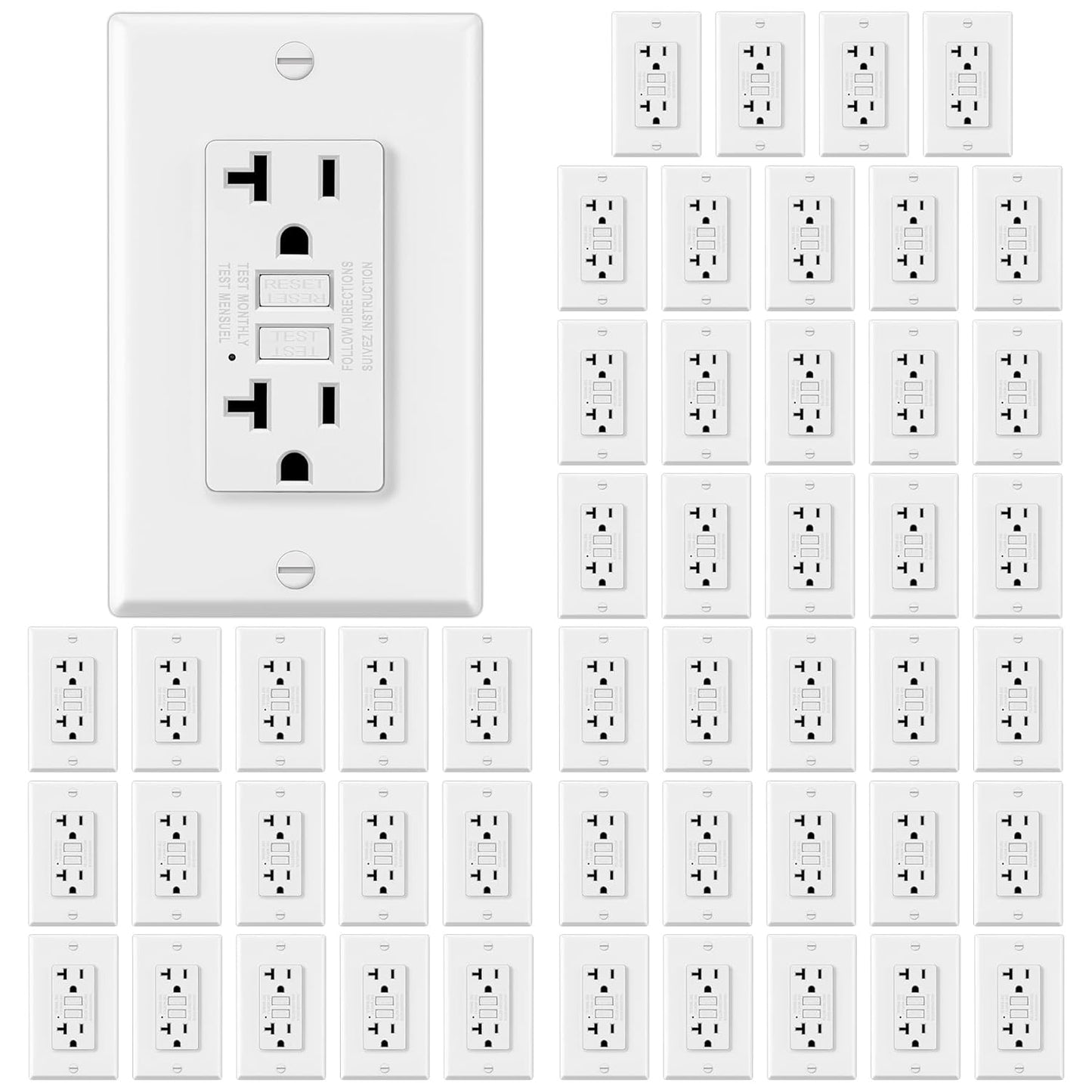 GFCI Outlets 50 Pack with LED Indicator for Safety and Ease
