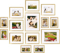 Gold Picture Frame Set 14 Pack with Mats - Gallery Collage Kit