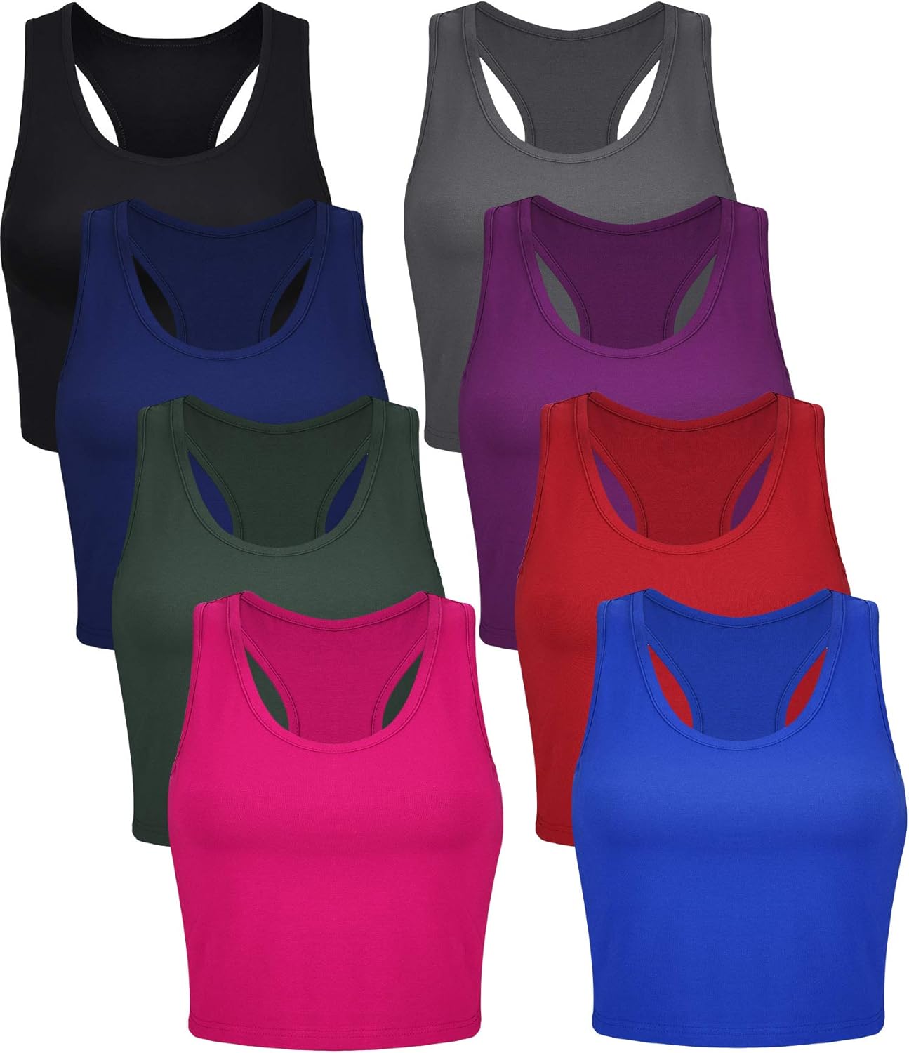 Geyoga 8 Pcs Women Basic Crop Tank Tops for Summer Comfort