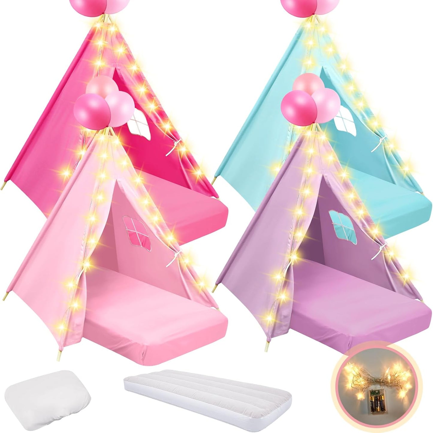 Portable Kids Teepee Set with Airbed & Bedding - Lemosae