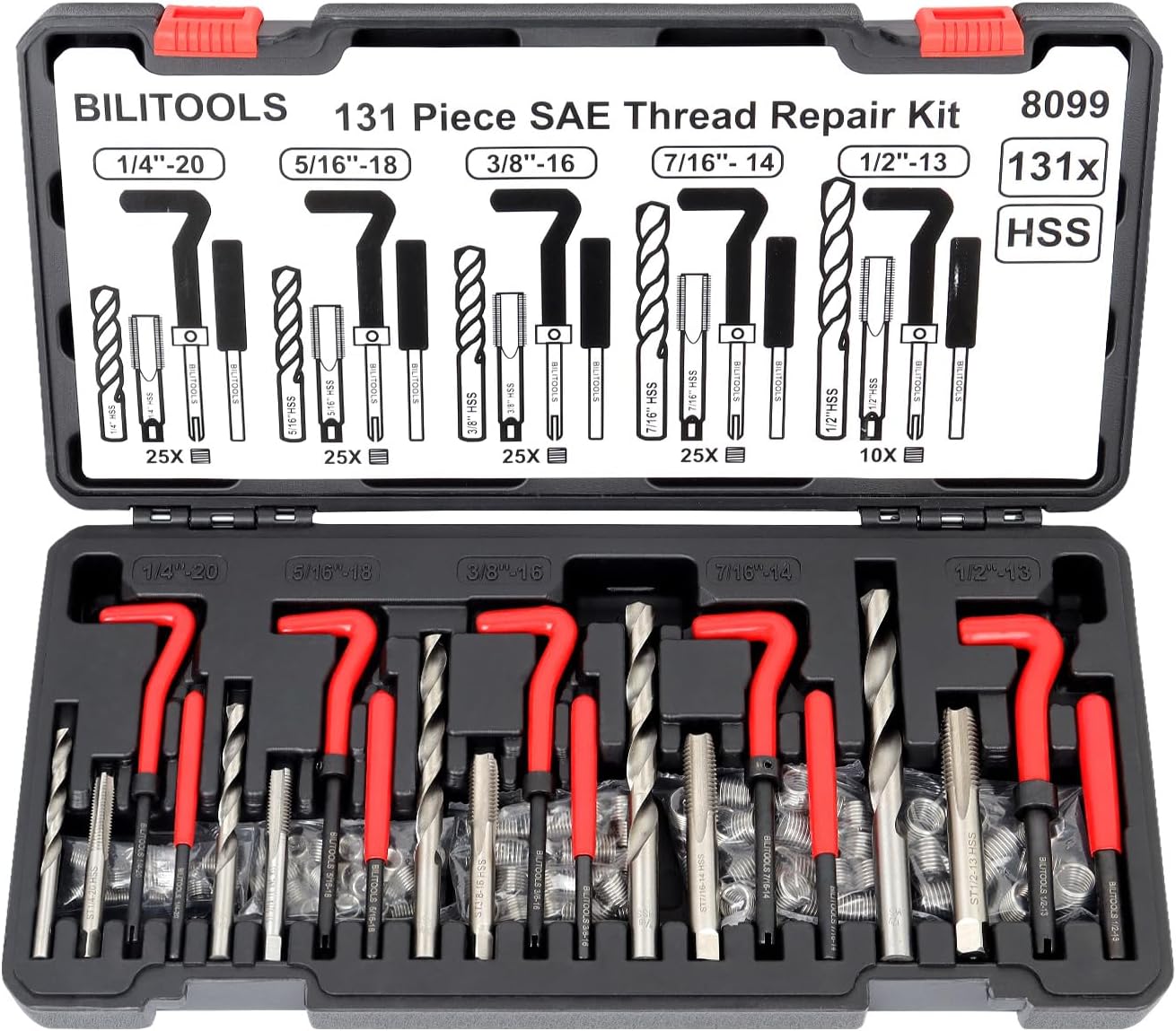 BILITOOLS Helicoil Thread Repair Kit SAE for Easy Repairs