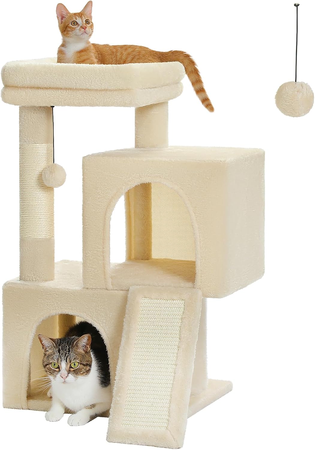 PAWZ Road Cat Tree with Dual Condos and Padded Perch for Cats