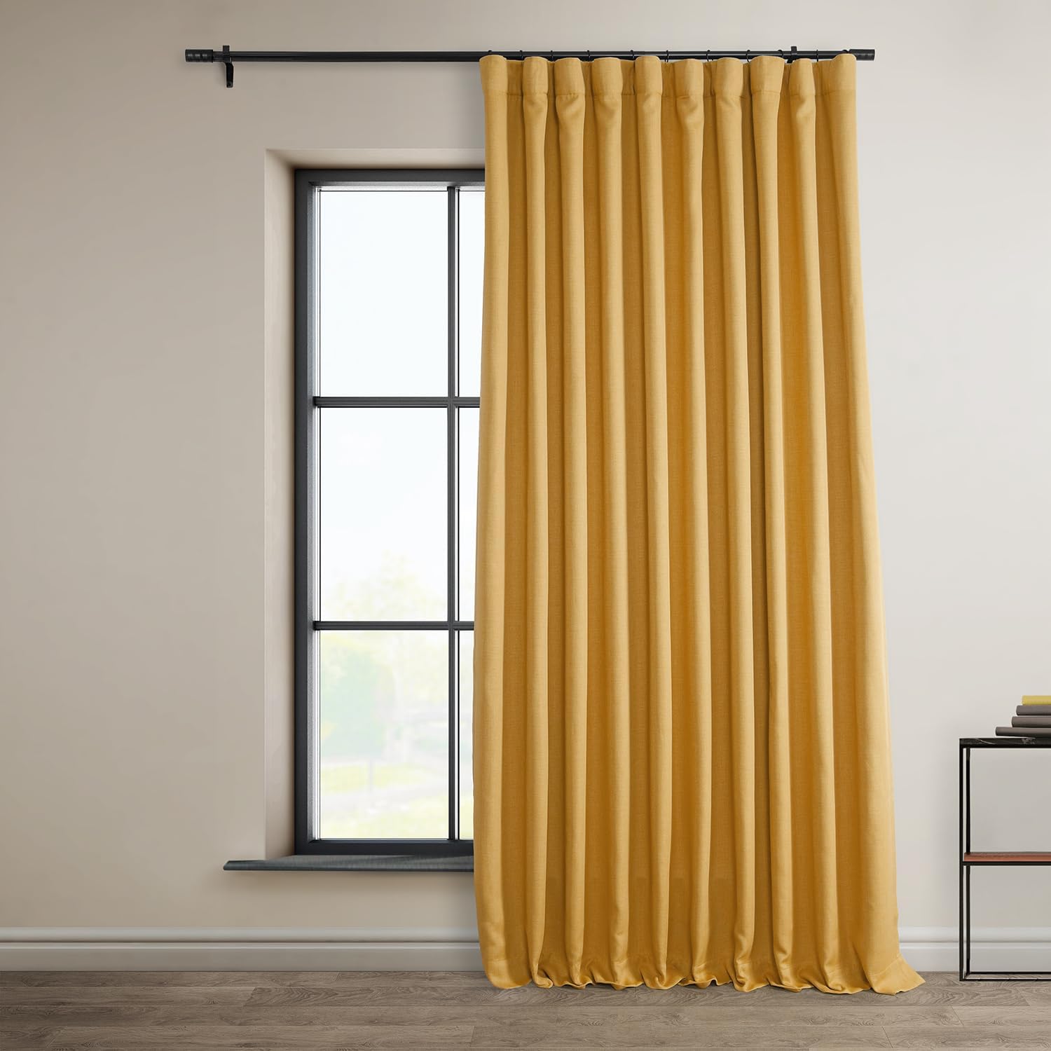Faux Linen Curtains for Living Room - Dandelion Gold 100W X 84L