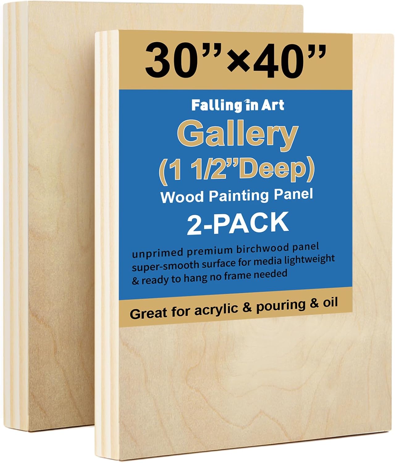 Falling in Art 2 Pack Unfinished Wooden Canvas Panels for Painting