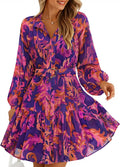 ZESICA Womens Fall Floral Mini Dress 2025 - Flowy Chiffon Button Down