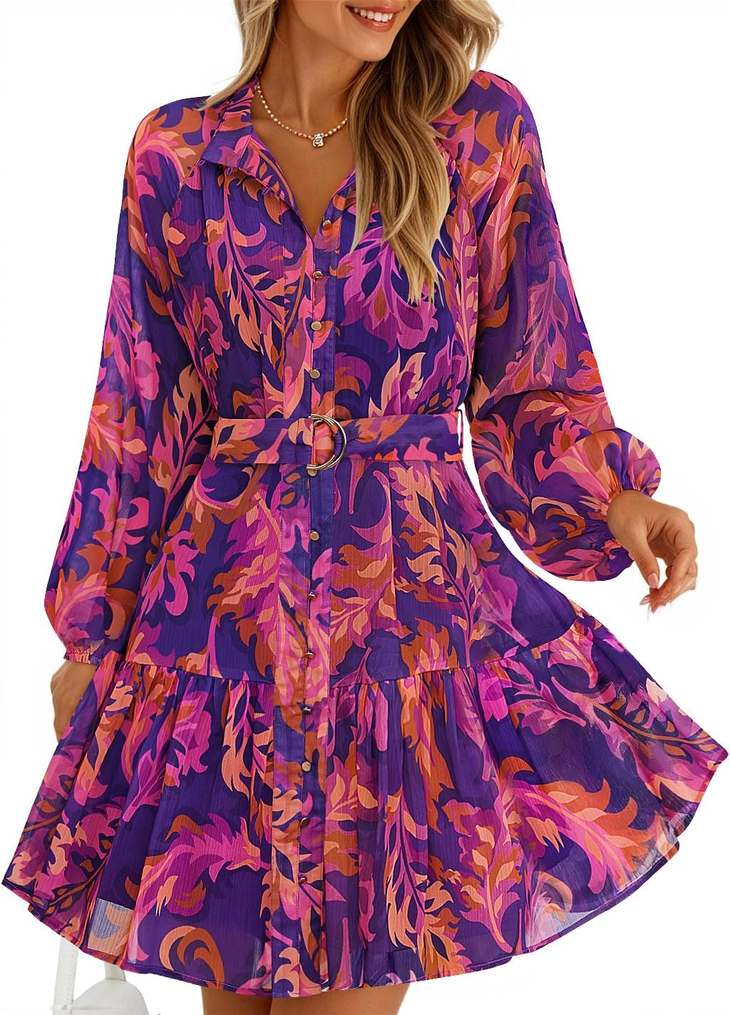 ZESICA Womens Fall Floral Mini Dress for Every Occasion
