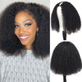 Afro Kinky Curly V Part Human Hair Wig With Drawstring For Black Women