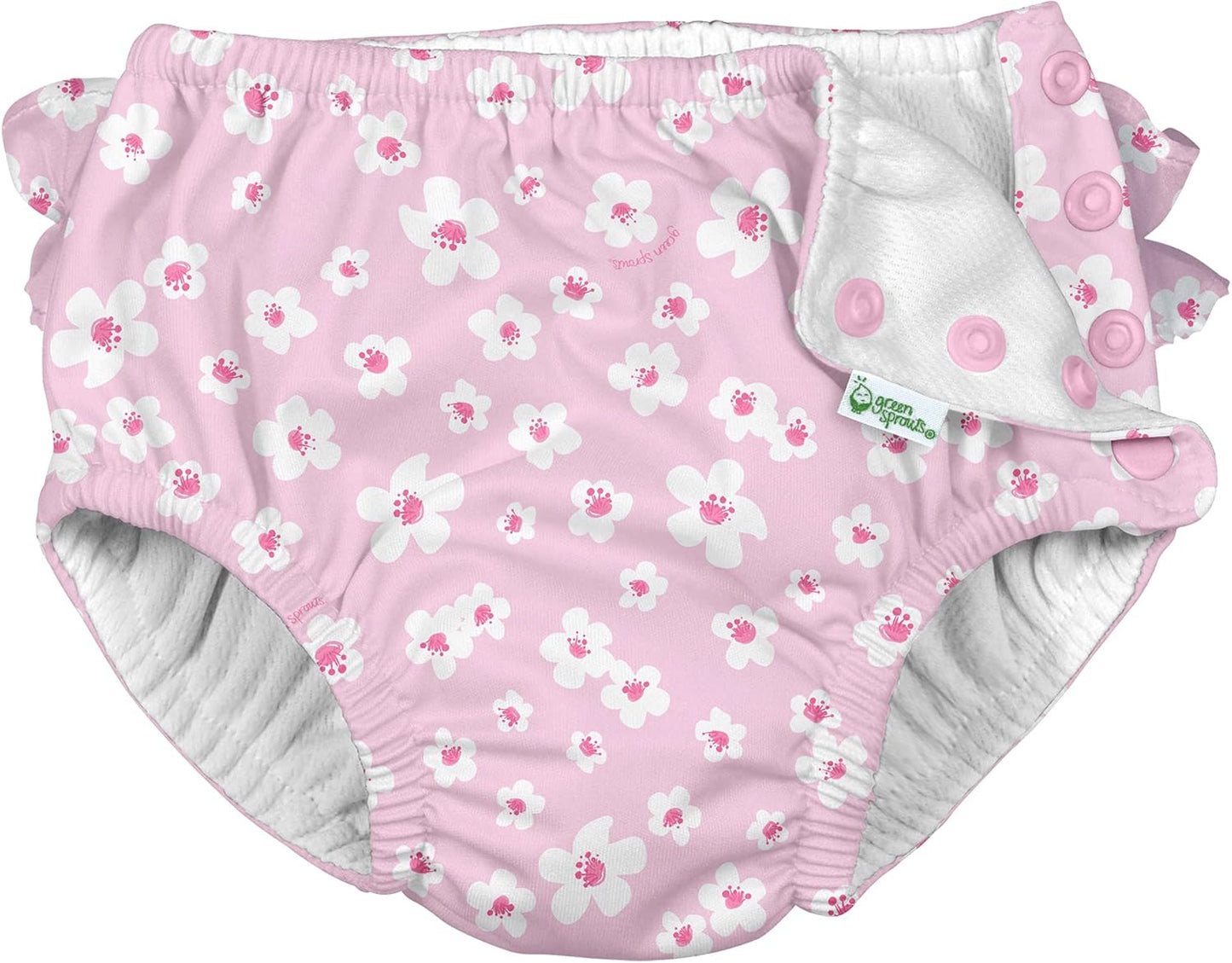 i Play Girls Reusable Swim Diapers Small - Blossoms 12M - Leak-proof!