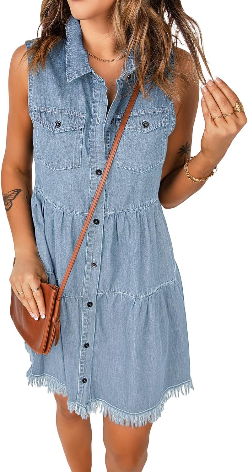 Luvamia Women's Casual Summer Denim Jean Dress for Every Occasion