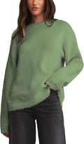 Womens Soft Fuzzy Knit Sweater Oversized Cozy Pullover - Casual