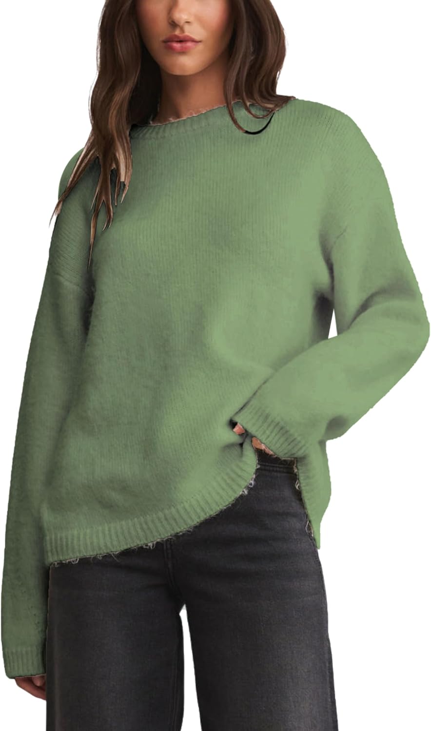 Womens Soft Fuzzy Knit Sweater for Cozy Casual Style