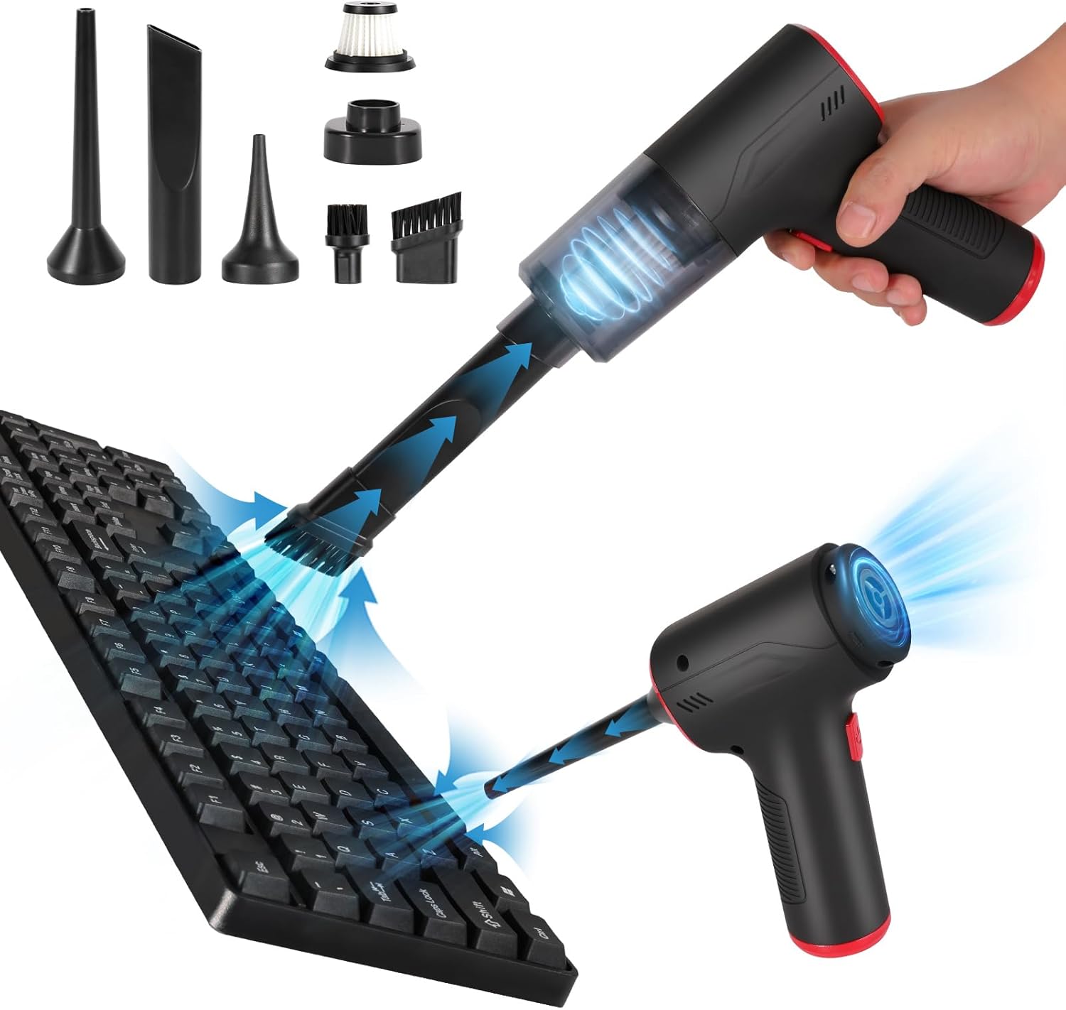 TOBTOS 3-in-1 Rechargeable Electric Air Duster - Powerful Dust Cleaning