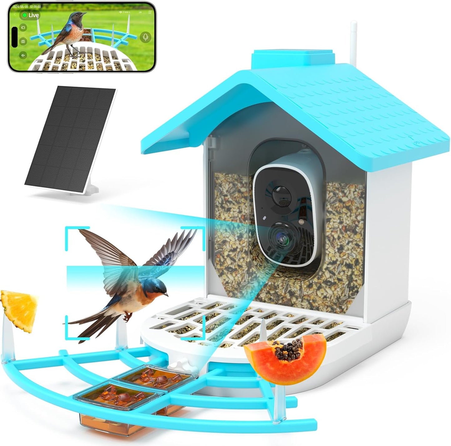 2K Smart Bird Feeder: Solar-Powered Camera & AI Bird Identify!
