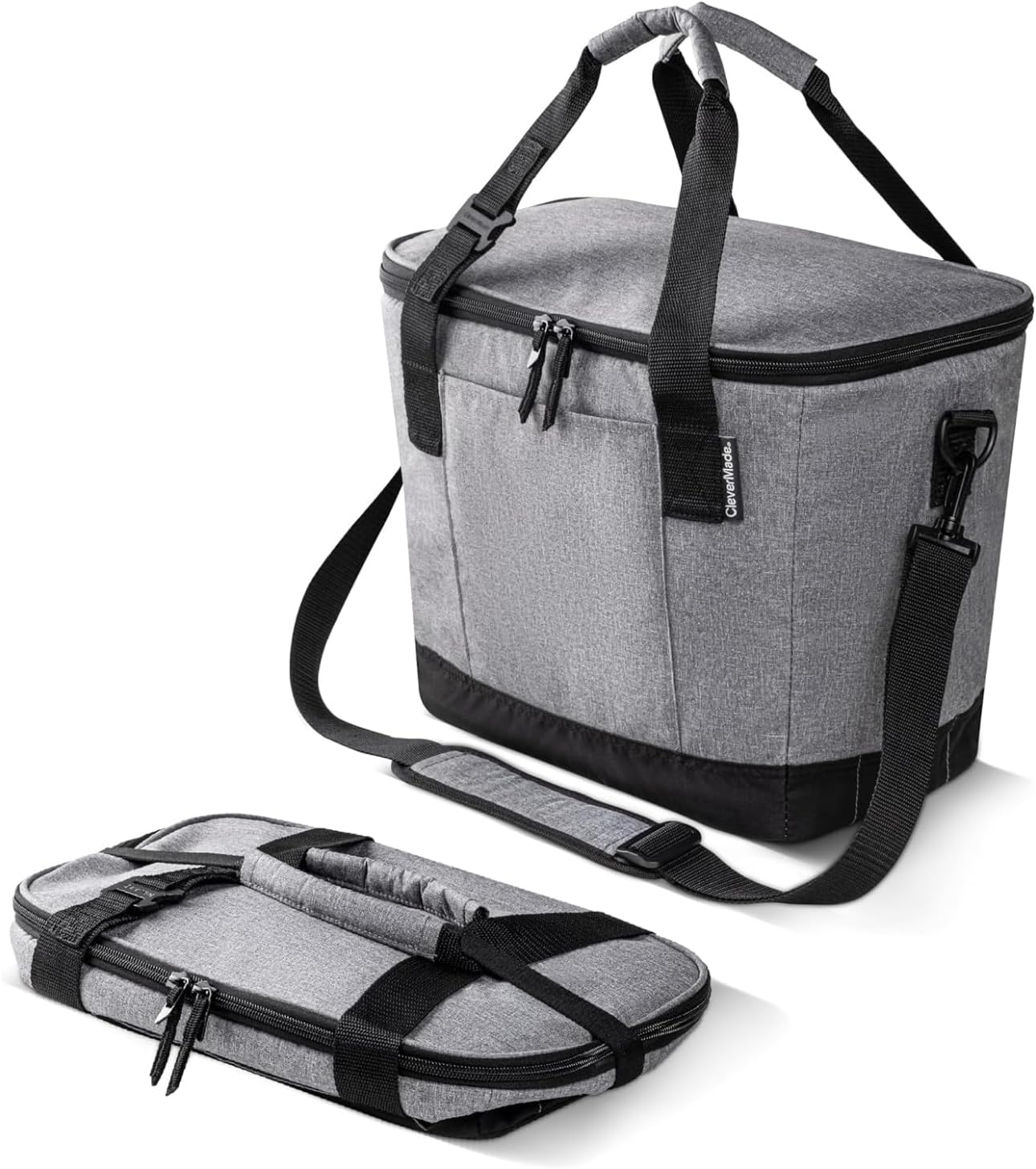 CleverMade Collapsible Insulated Cooler Bag for Travel & Beach