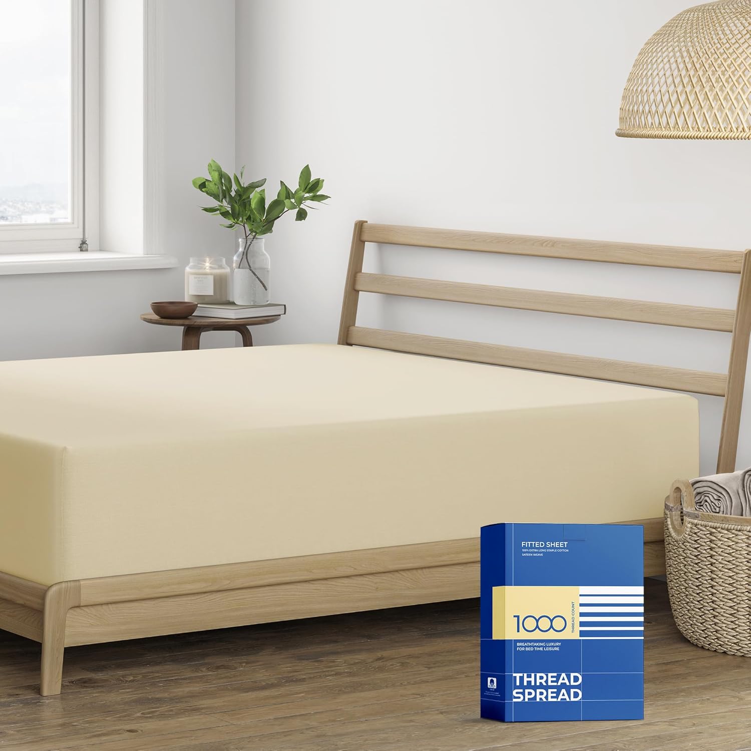 100% Egyptian Cotton Fitted Sheet Queen Size for Luxury Comfort