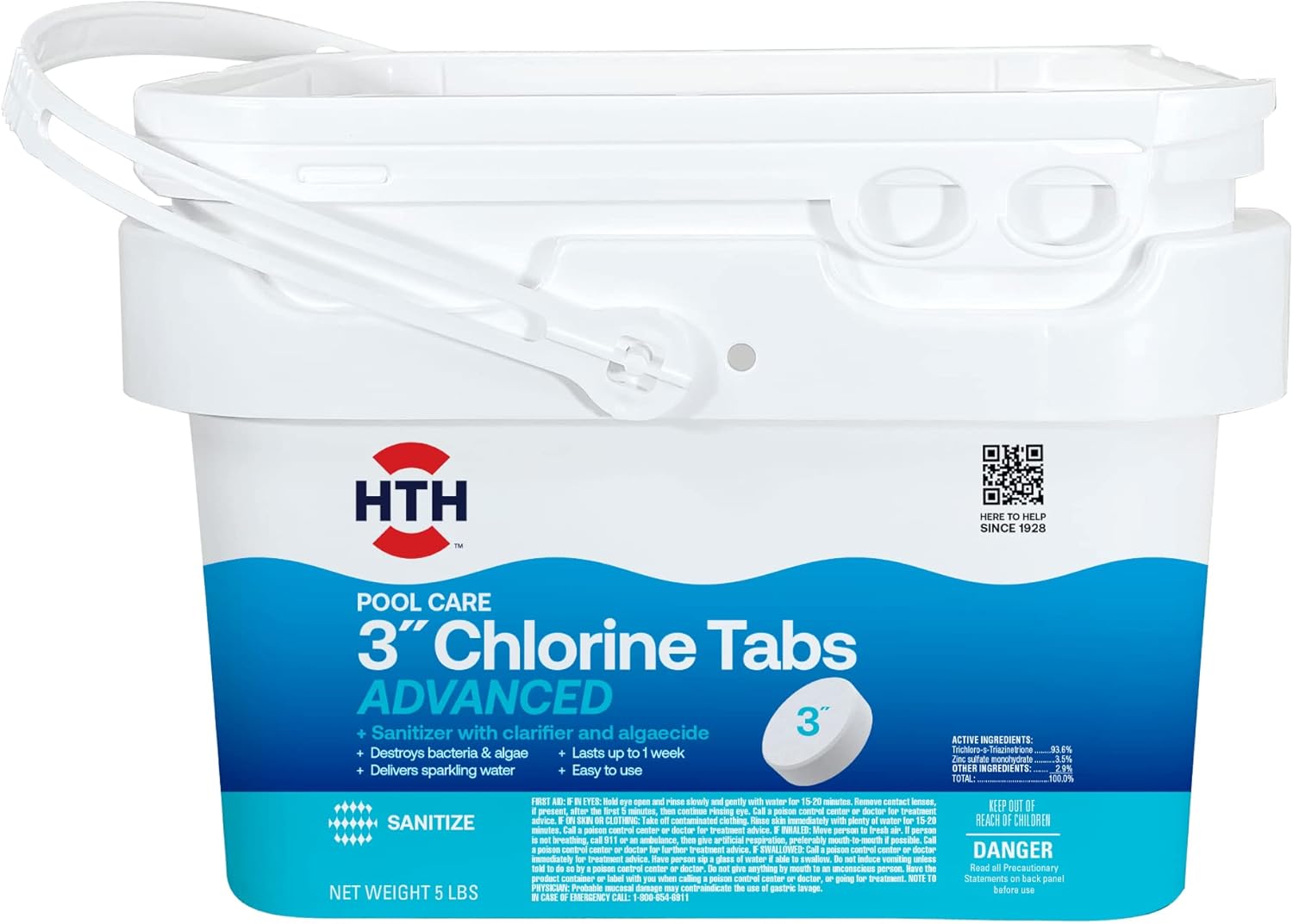 HTH 42052 Swimming Pool Care 3in Chlorine Tabs for Clear Water