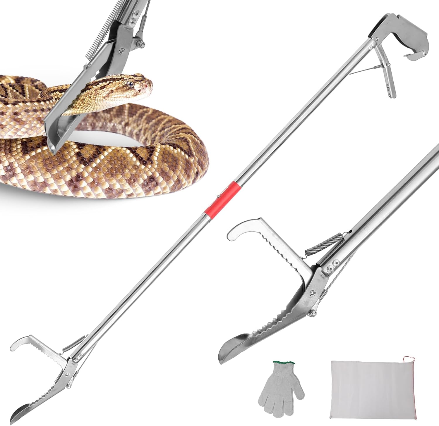 78 Inch Folding Snake Grabber Tool for Safe Handling of Snakes