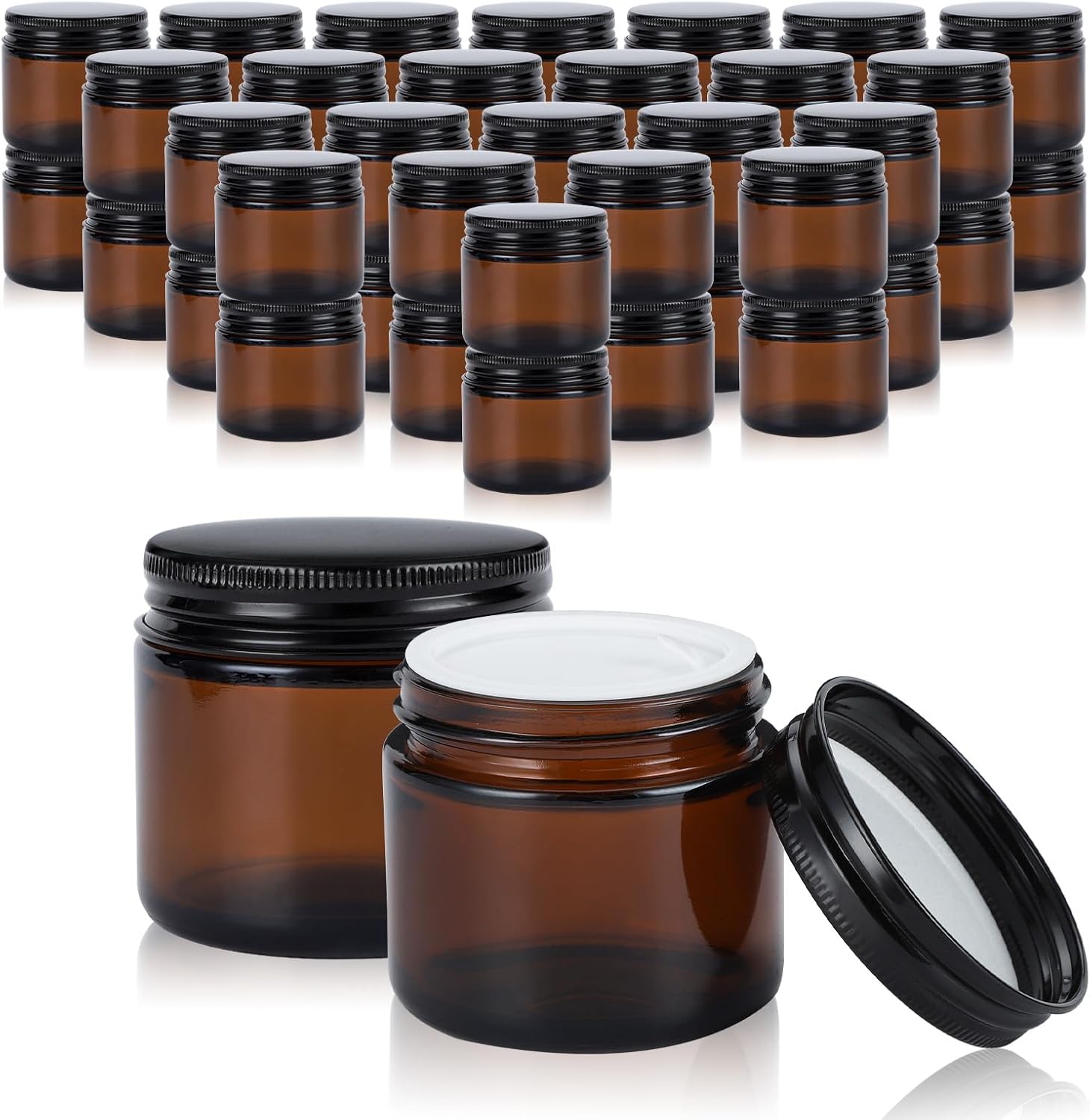 2oz Amber Glass Jars with Lids - Perfect for Travel & Storage