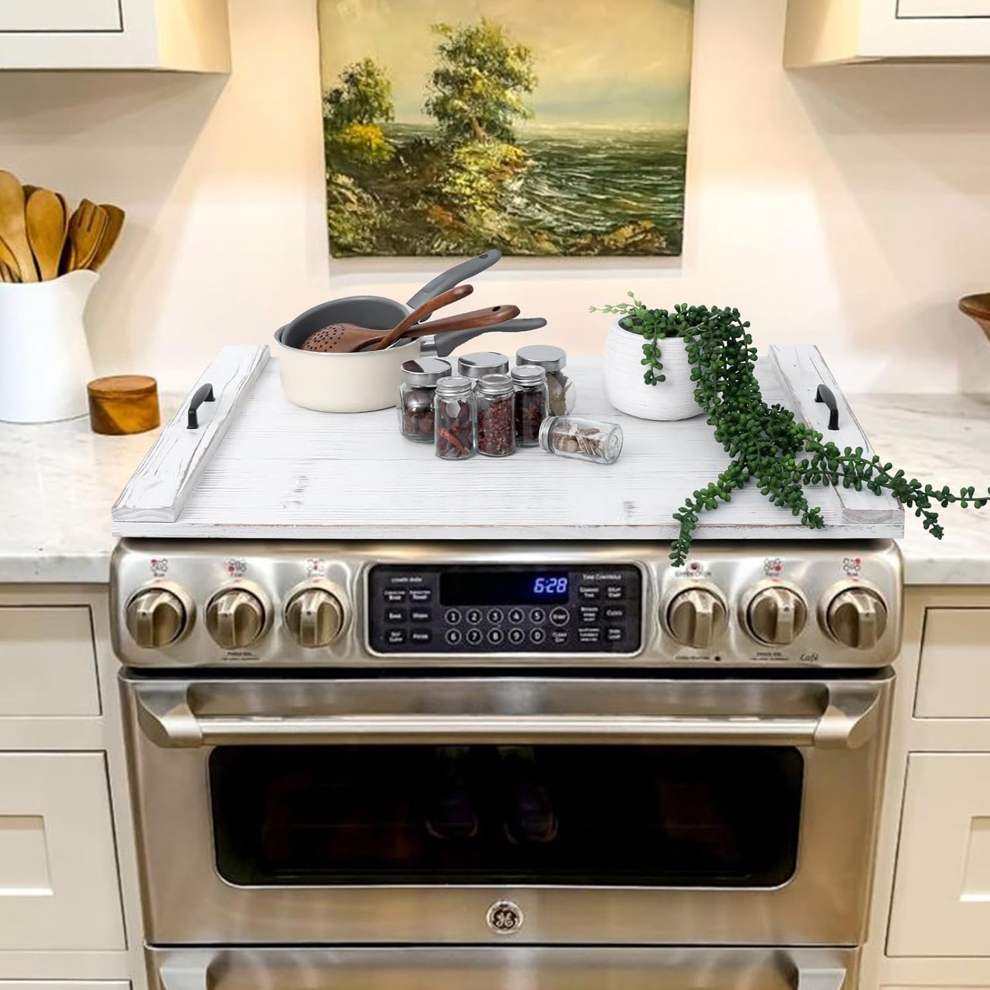 Wood Noodle Board Stove Cover for Gas and Electric Stoves