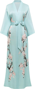 Kimono Robe Cover Up Long Floral Satin Sleepwear - Silky Bridal Robe