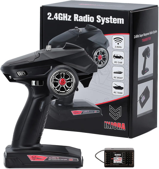 INJORA RC Transmitter 2.4GHz 6CH Controler for RC Cars and Boats