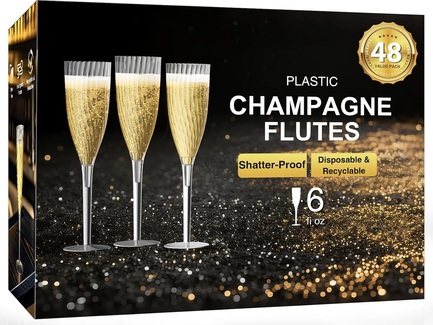 Elegant 48 Pack Clear Champagne Flutes for Every Celebration