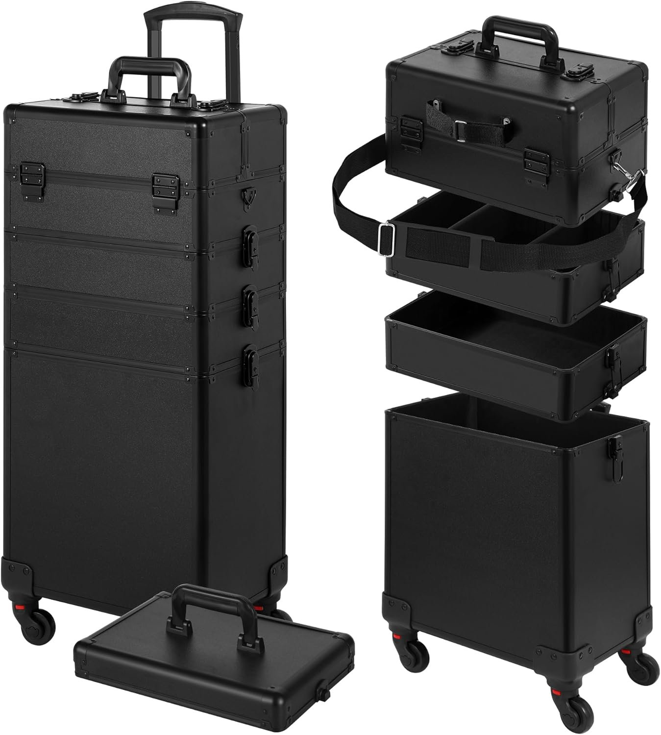 Rolling Makeup Case with Lid - 5 in 1 Cosmetology Case