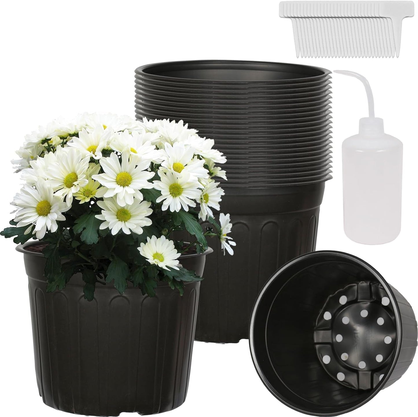 24-Pack 3 Gallon Flexible Plastic Plant Pots for All Plants
