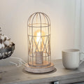 Small Table Lamp Touch Control with Brushed White Oak Cage - 3-Way