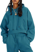 Womens Fleece 2-Piece Sweatsuit Crop Hoodie and Pants - Warm Fleece