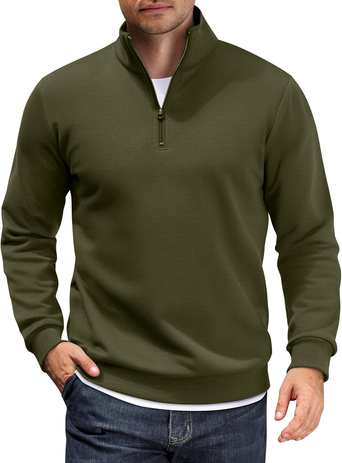 COOFANDY Men Quarter Zip Pullover Lightweight Mock Neck Sweatshirt