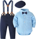 Baby Boy Dress Suit Set - Infant Tuxedo with Bowtie & Suspenders