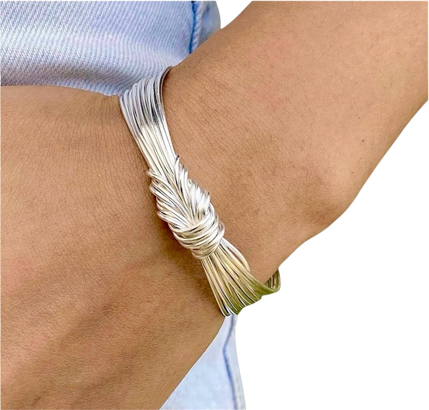 Handmade Sterling Silver Knot Cuff Bracelet for Minimalist Style