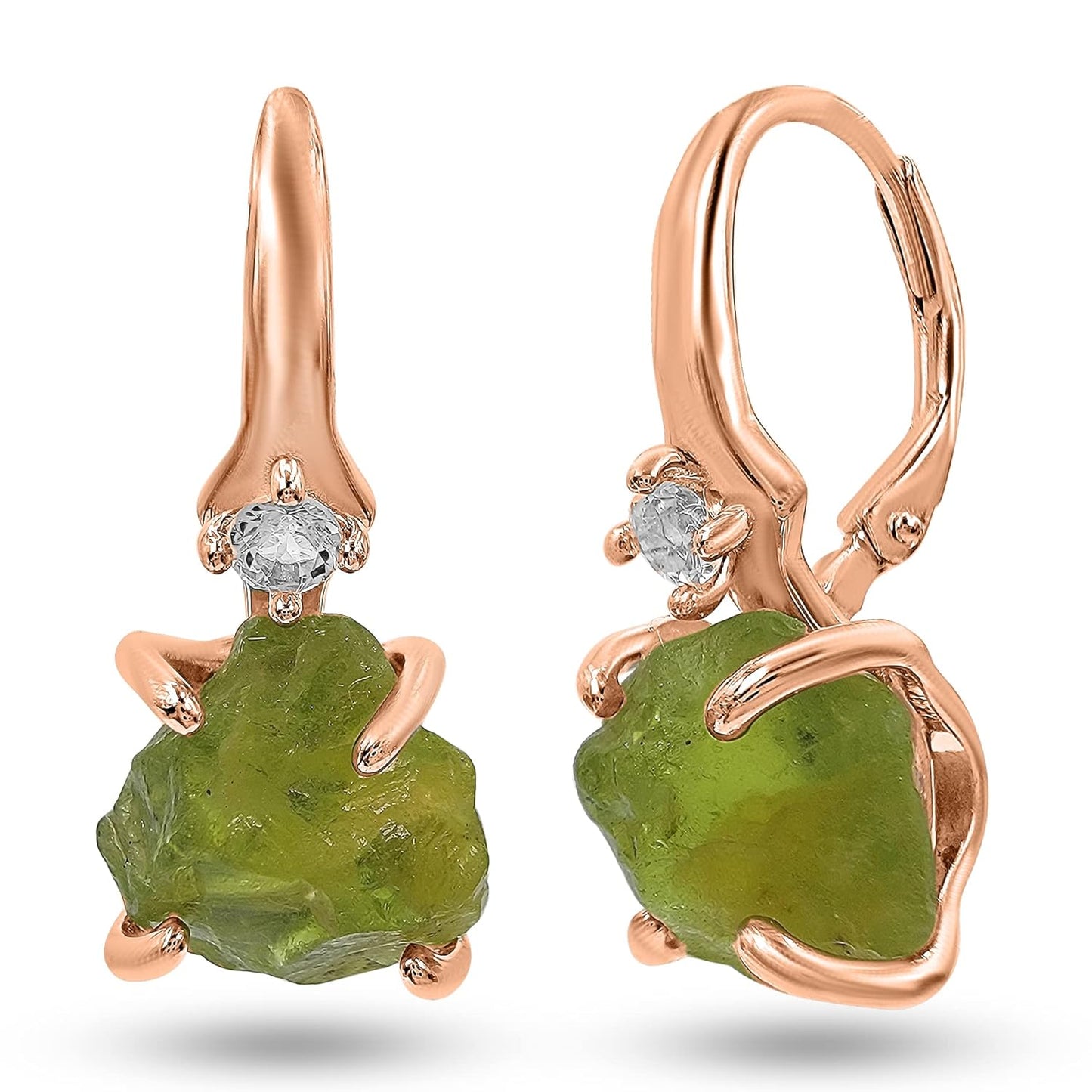 Real Raw Peridot Crystal Drop Earrings for Unique Gift Ideas
